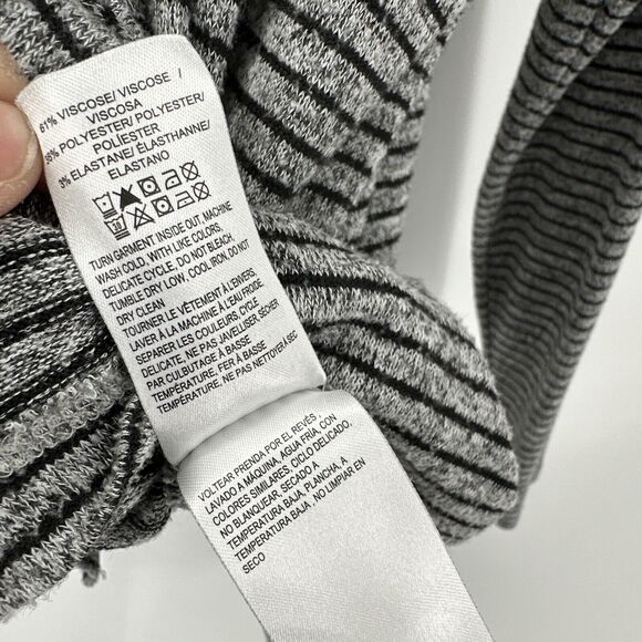 Lucky Brand Hoodie Mens Large Gray Black Striped Pullover Cloud Jersey - Picture 6 of 8